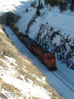BNSF 8289 and TFM 2607 coming through Bozeman Tunnel